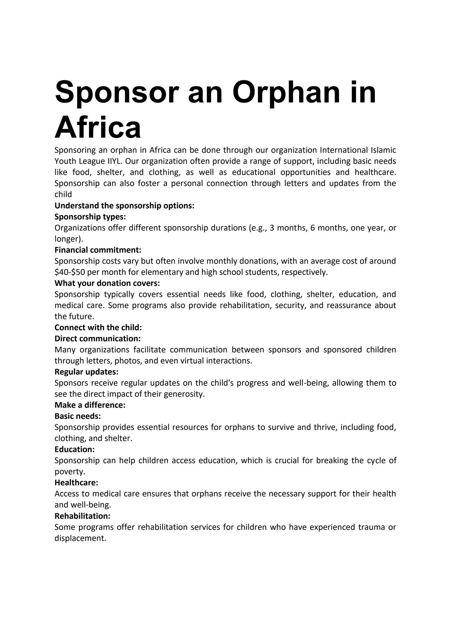 Sponsor an Orphan in Africa by www.iiyl.org.uk - Issuu