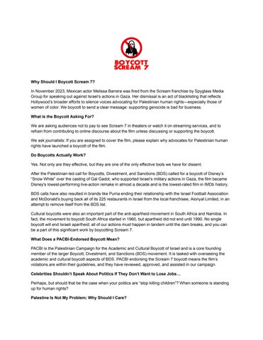 Boycott Scream 7 Talking Points