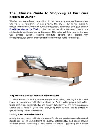 The Ultimate Guide to Shopping at Furniture Stores in Zurich