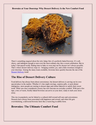 Brownies at Your Doorstep Why Dessert Delivery Is the New Comfort Food