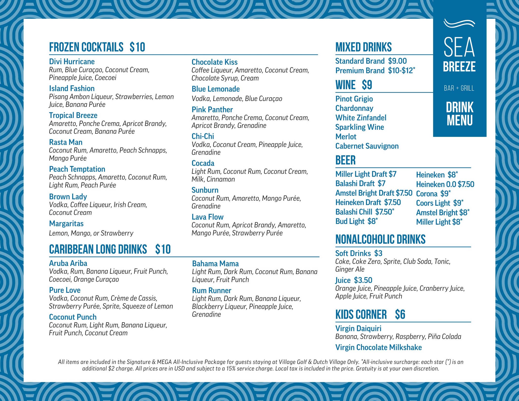 Aruba GLF Seabreeze Beverage Menu by Divi Resorts - Issuu
