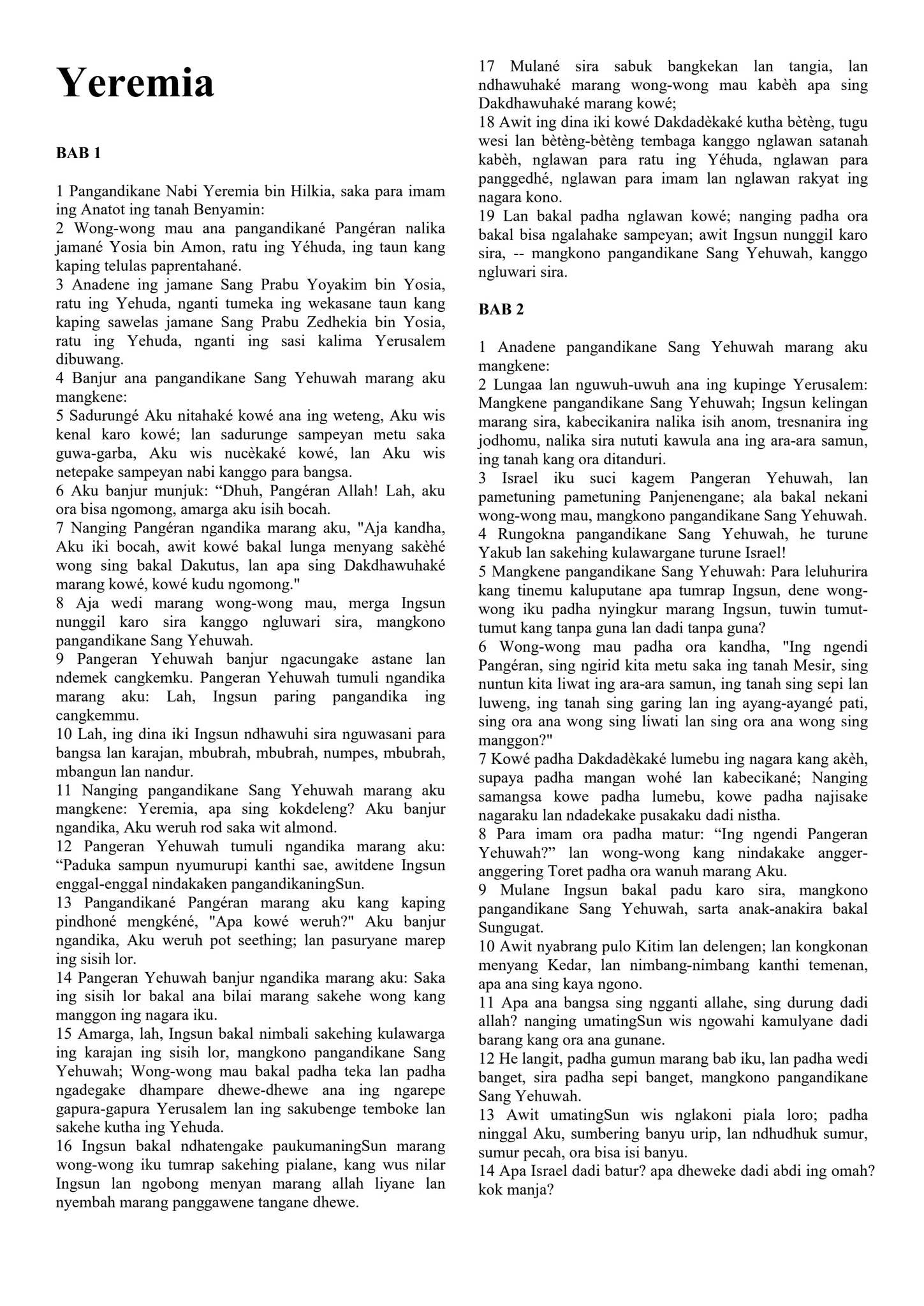 Javanese - The Book of Prophet Jeremiah by Filipino Tracts and ...
