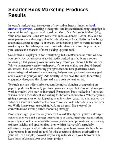 Smarter Book Marketing Produces Results