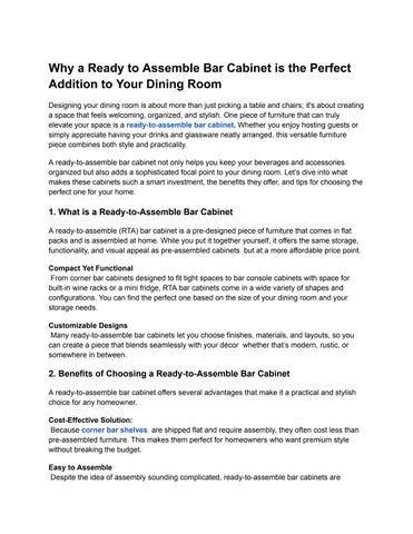 Why a Ready to Assemble Bar Cabinet is the Perfect Addition to Your Dining Room