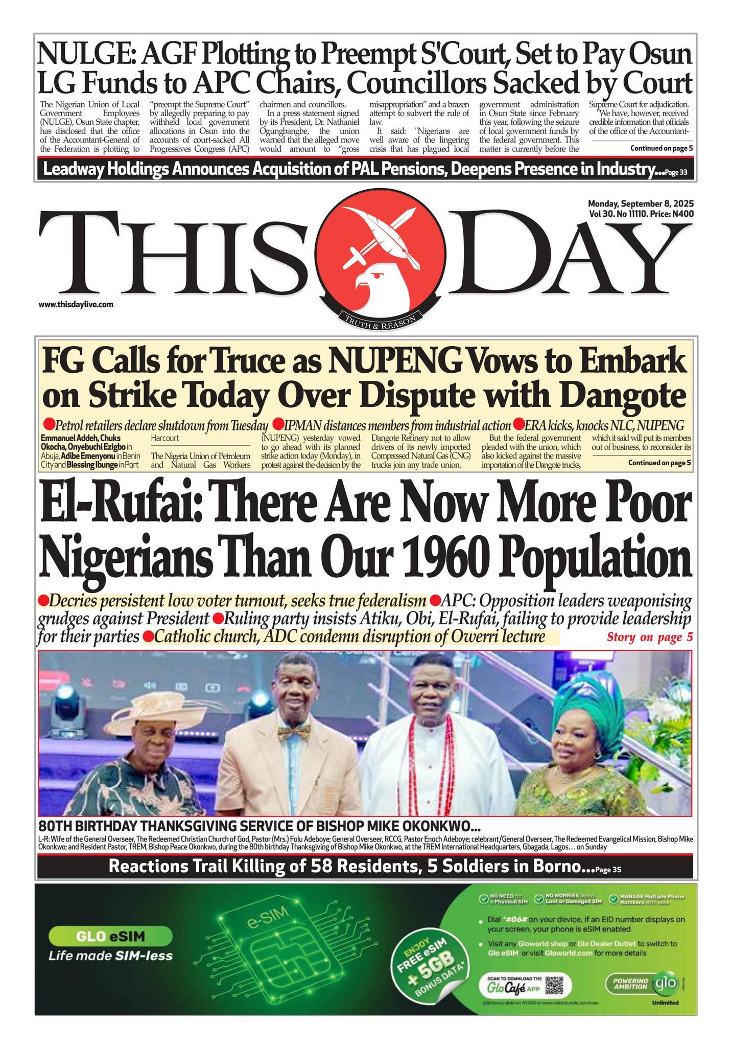 MONDAY 8TH SEPTEMBER 2025 by THISDAY Newspapers Ltd - Issuu