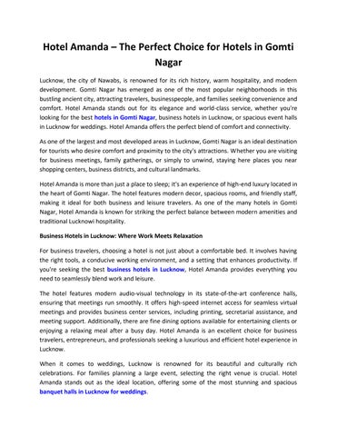 Hotels In Gomti Nagar - Hotel Amanda