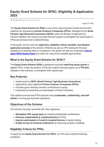 How to Apply SFAC Equity Grant – Complete Guide for FPOs 2025(PDF) by ...