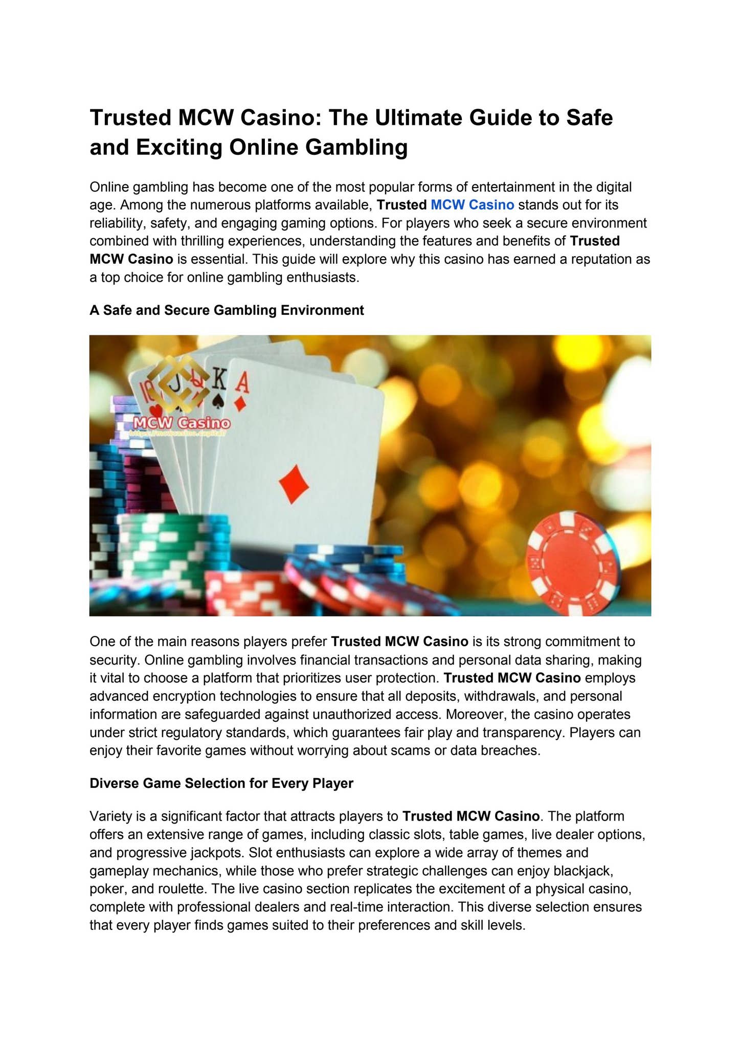 MCW Casino Review for Canadian Players: How to Use a Casino MCW 50 Free Spins Code