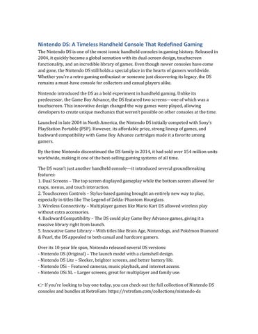 Nintendo DS: A Timeless Handheld Console That Redefined Gaming