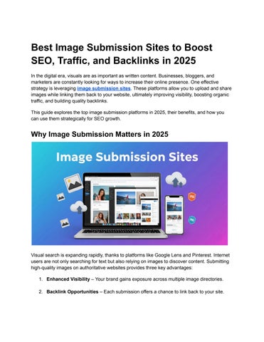 Best Image Submission Sites to Boost SEO, Traffic, and Backlinks in 2025