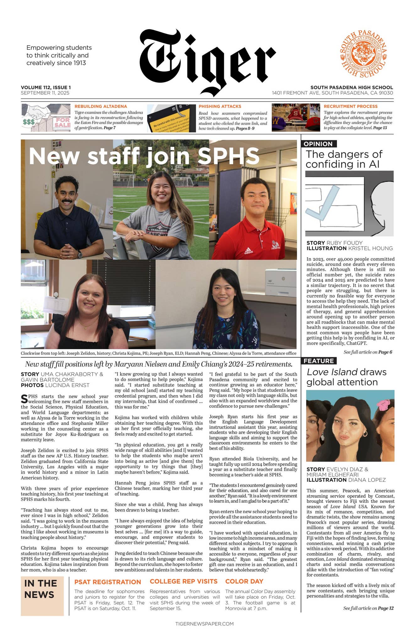 Volume 112, Issue 1 by Tiger Newspaper - Issuu