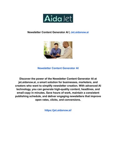 Newsletter Content Generator AI | Jet.aidanow.ai