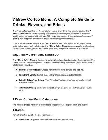 7 Brew Coffee Menu A Complete Guide to Drinks, Flavors, and Prices