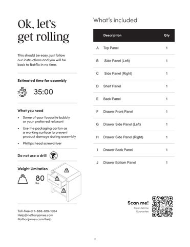 nathanjameshome 家具目录 · Benjamin 床头柜 Instruction Sheet 32740 第 2 页