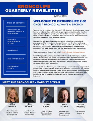 BroncoLife Newsletter 2.0 SUMMER 