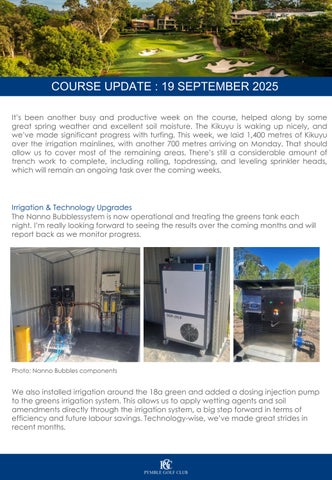 Course Update 19 September 