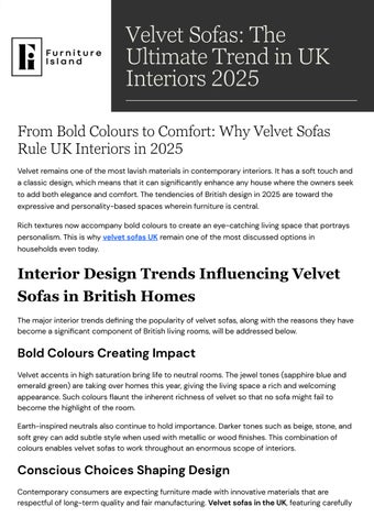 Velvet Sofas: 2025’s Ultimate Trend in UK Interiors