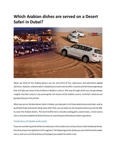 Which Arabian dishes are served on a Desert Safari in Dubai.docx