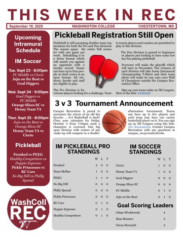 This Week in WashColl Rec - 9/19/25