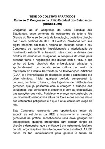 TESE DO COLETIVO PARATODOS