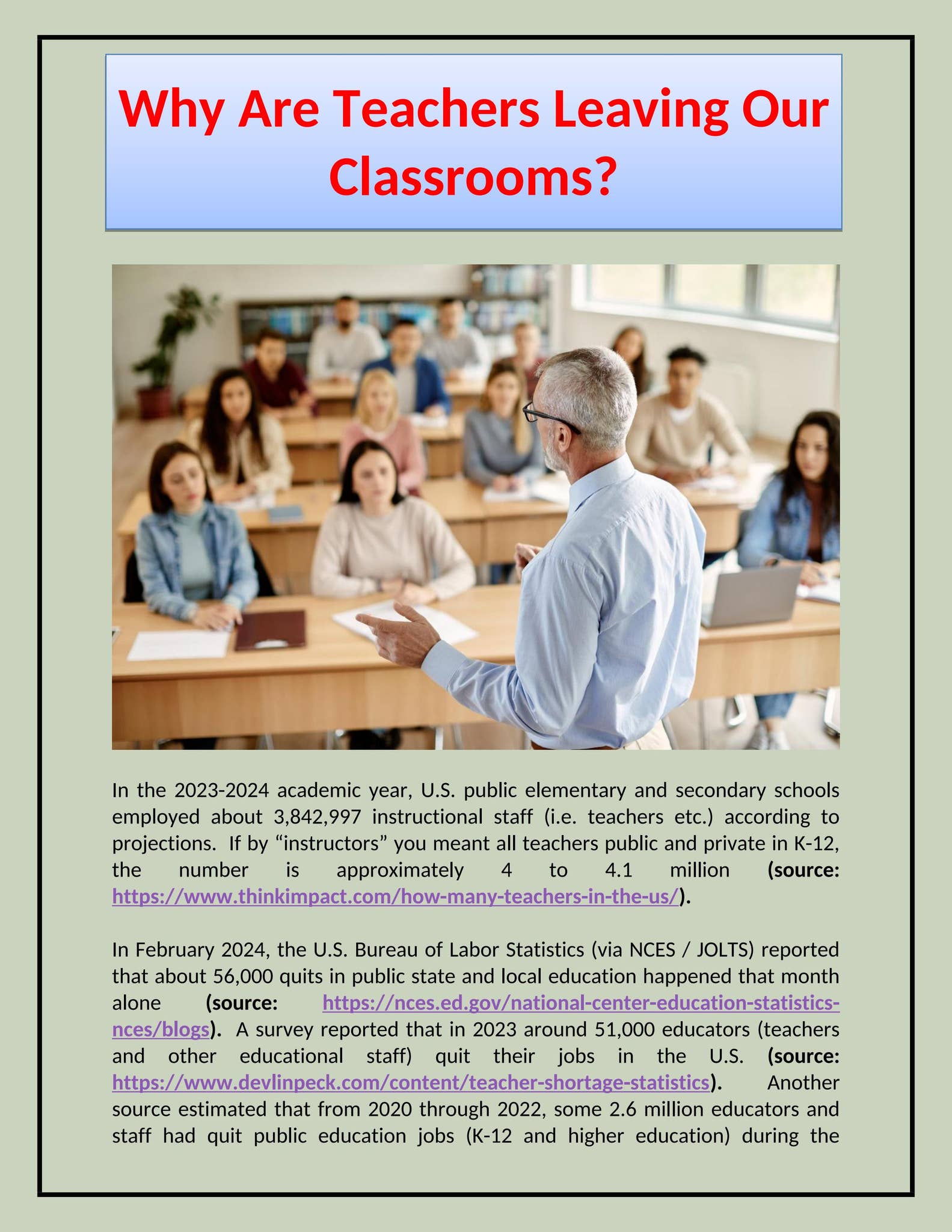 Why Are Teachers Leaving Our Classrooms by Jeff Palmer - Issuu