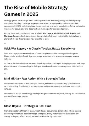 The Rise of Mobile Strategy Games in 2025