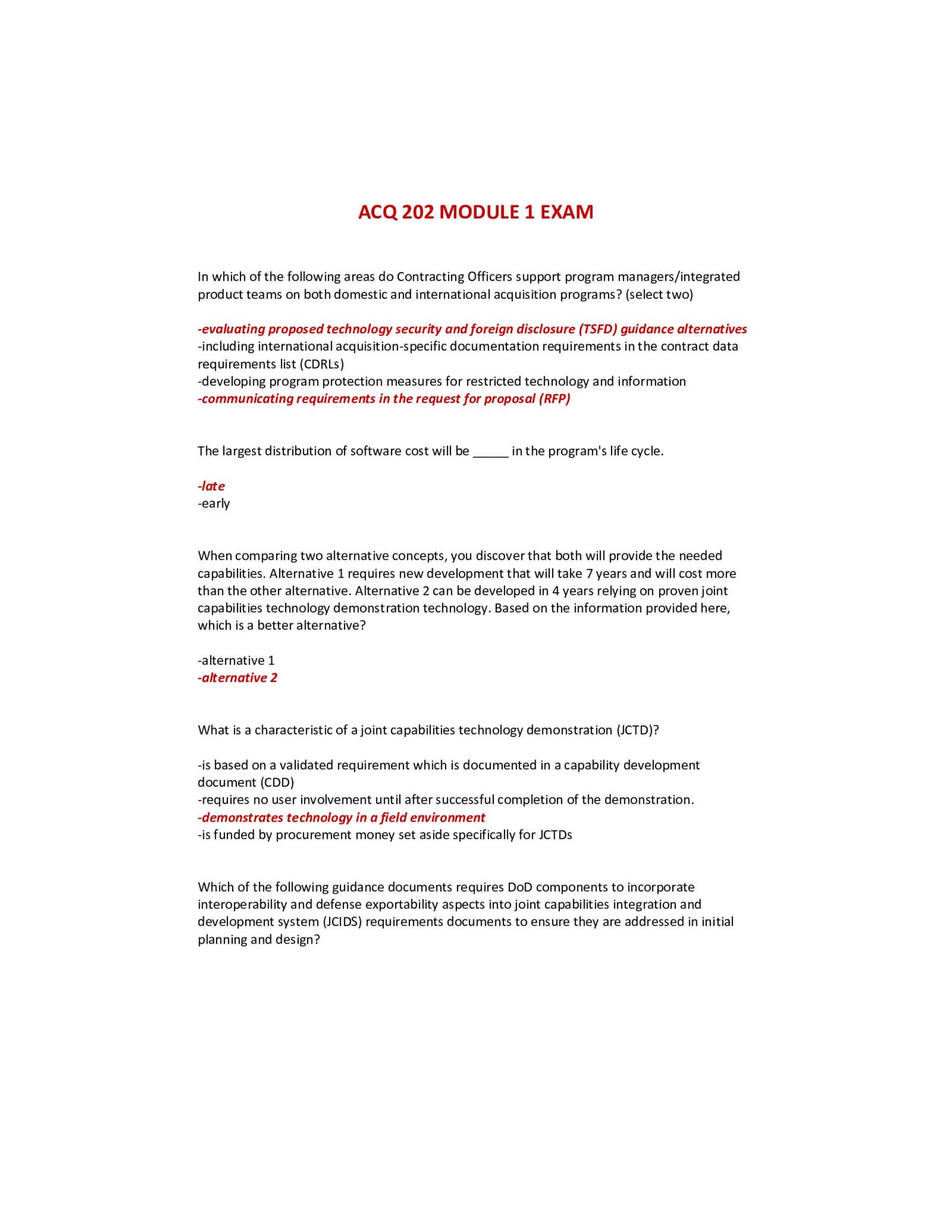 ACQ 202 Intermediate Systems Acquisition ACQ 202 MODULE 1 EXAM ...