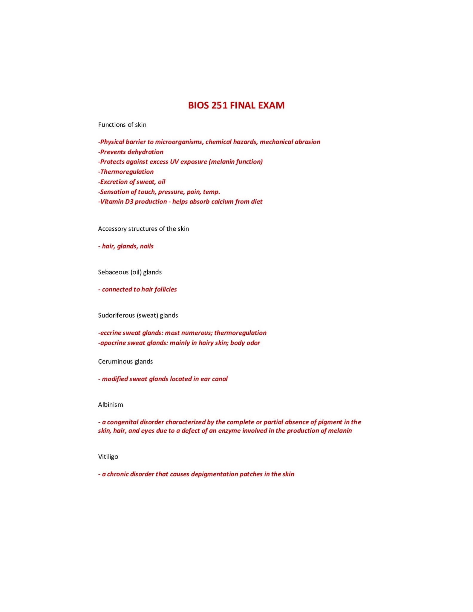 BIOS 251 ANATOMY & PHYSIOLOGY I FINAL EXAM (LATEST, SPRING 2022) by ...