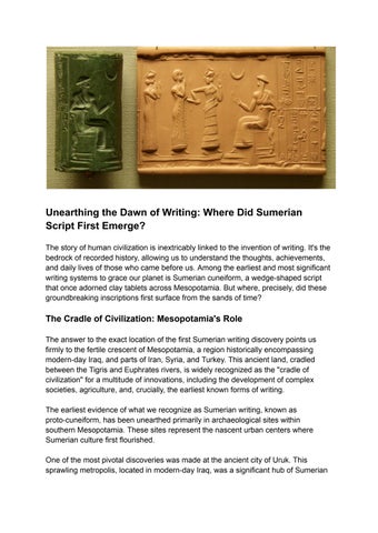 Unearthing the Dawn of Writing_ Where Did Sumerian Script First Emerge ...