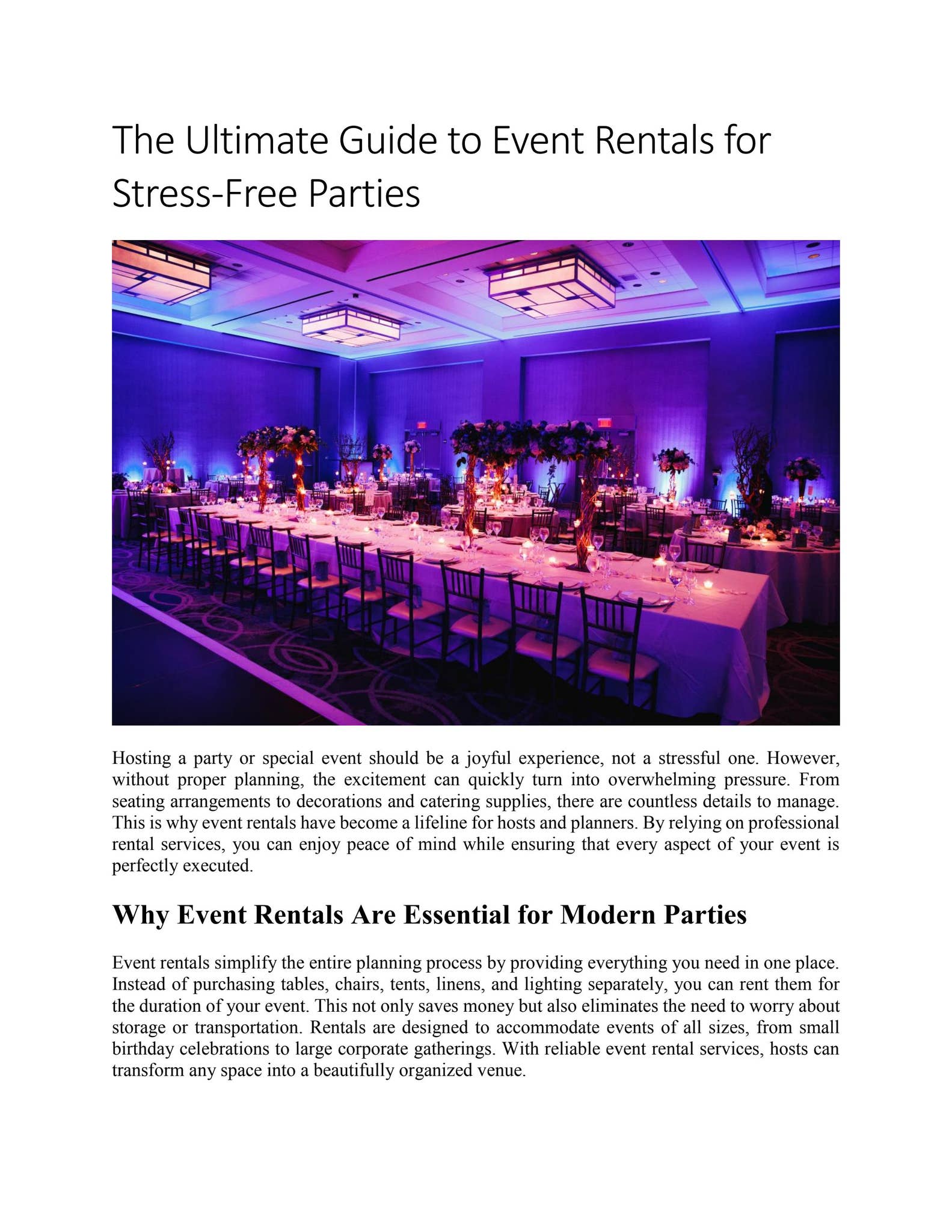 Settings Event Rents The Ultimate Guide to Event Rentals for Stress by Fiesta Party Rental ...