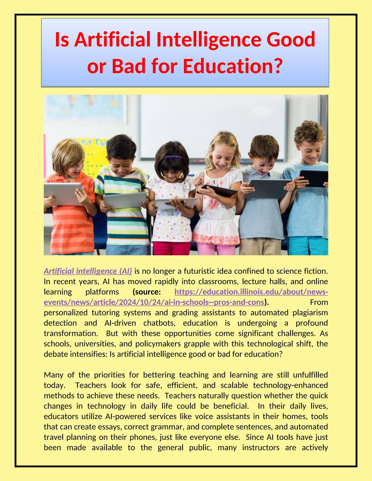 Is Artificial Intelligence Good or Bad for Education by Jeff Palmer - Issuu