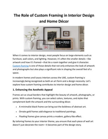 The Role of Custom Framing in Interior Design and Home Décor by ArtPlus ...