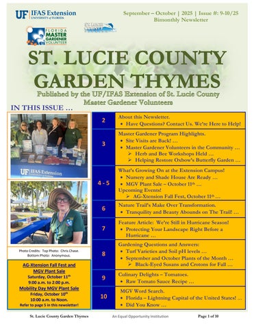 SEPTEMBER OCTOBER 2025 MGV newsletter