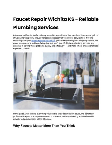 Faucet Repair Wichita KS - Reliable Plumbing Services by wichitaplumber ...