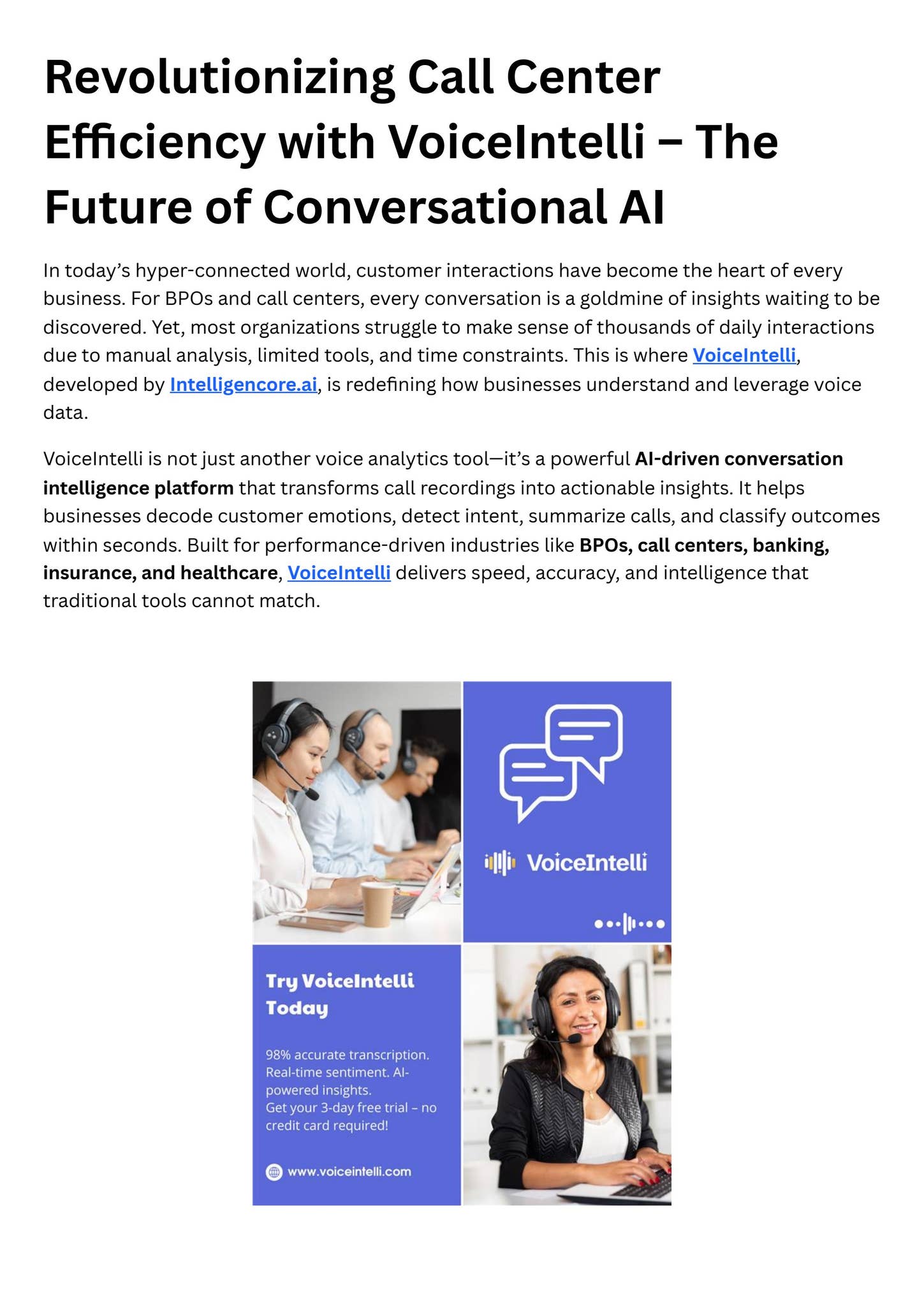 Revolutionizing Call Center Efficiency with VoiceIntelli – The Future ...