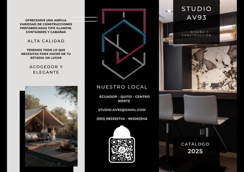 Folleto Tríptico Mueblería Elegante Negro y Gris 