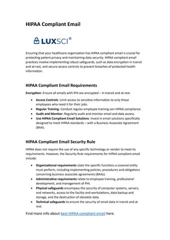 HIPAA Compliant Email by besthipaacompliant1 - Issuu