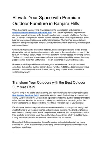 Elevate Your Space with Premium Outdoor Furniture in Banjara Hills