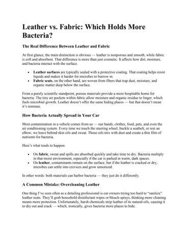 Leather vs. Fabric: Which Holds More Bacteria?