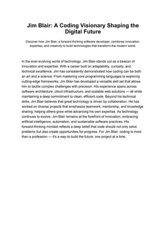 Jim Blair Coding Visionary