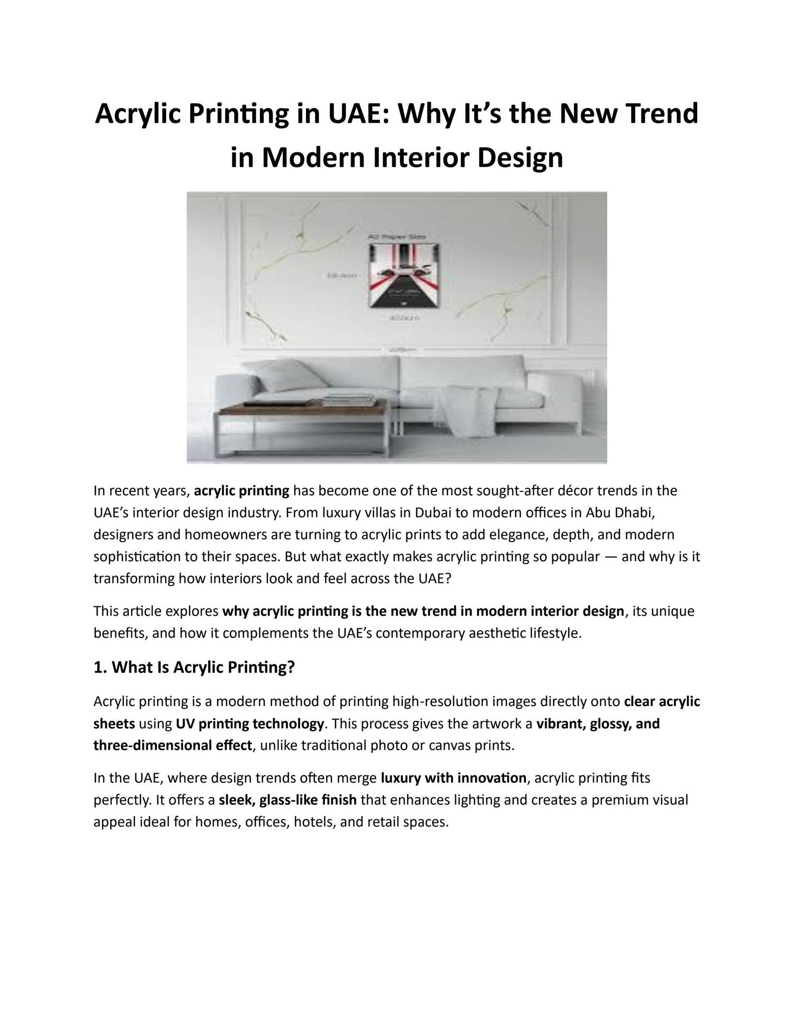 Acrylic Printing in UAE Why It’s the New Trend in Modern Interior ...