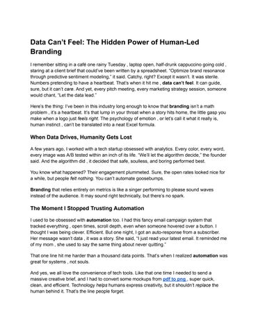 Data Can’t Feel: The Hidden Power of Human-Led Branding