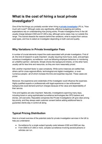 How much does a local private investigator cost_