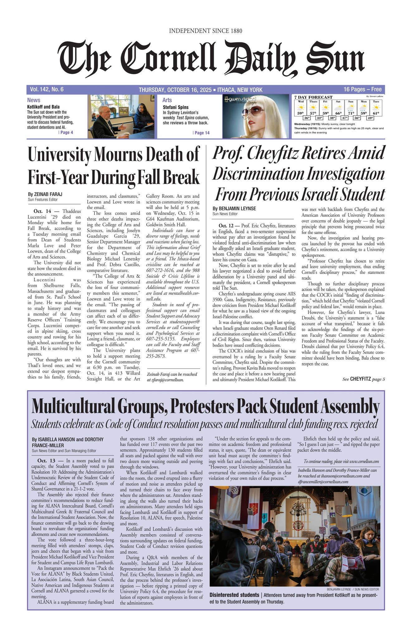10-16 - entire issue hi res by The Cornell Daily Sun - Issuu