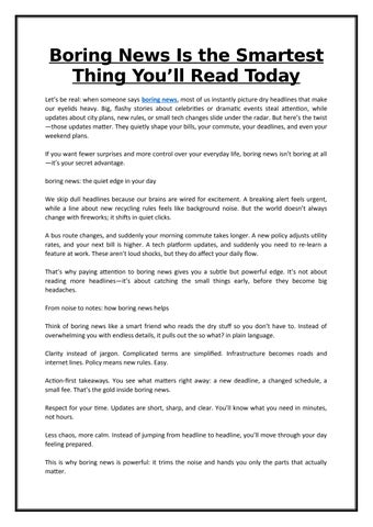 Boring News Is the Smartest Thing You’ll Read Today