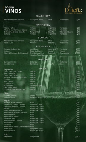 MENÚ BEBIDAS D´LEÑA