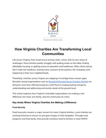 How Virginia Charities Are Transforming Local Communities