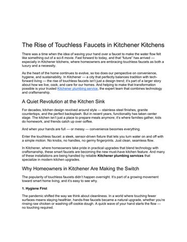The Rise of Touchless Faucets in Kitchener Kitchens