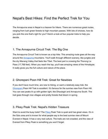 Nepal's Best Hikes Find the Perfect Trek for You