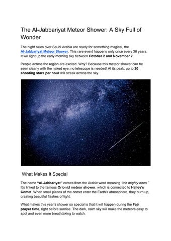 The Al-Jabbariyat Meteor Shower: A Sky Full of Wonder